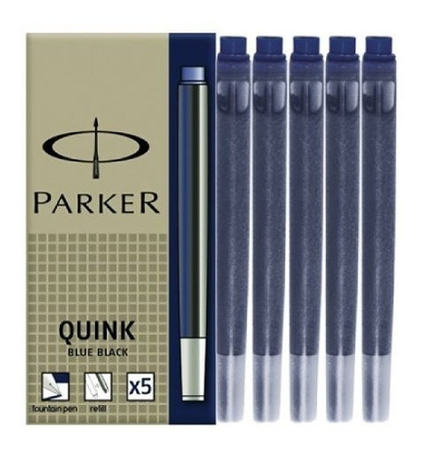 Repuesto Cartucho Bolígrafo Parker Quink Tinta Negra X5
