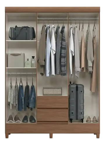 Ropero Placard 6 Puertas + 2 Cajones Armario Closet C/patas