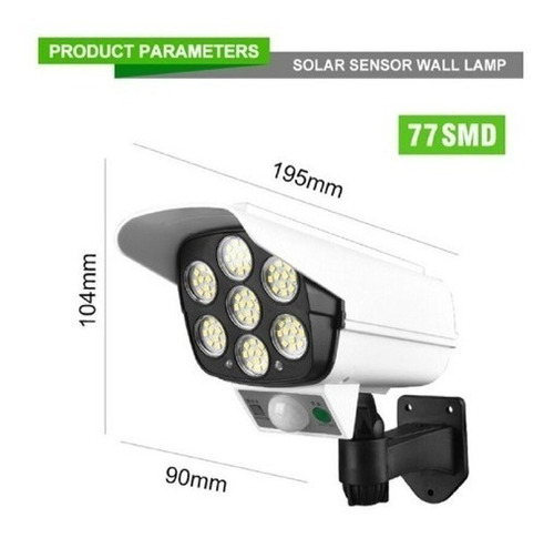 Reflector Camara Seguridad Lampara Solar Sensor Movimiento