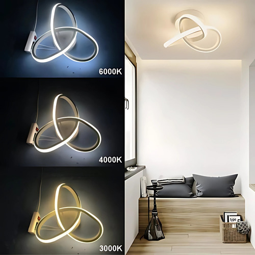 Luminária Crevo De Teto Led Plafon Sobrepor Infinito Branco 20w 3 Em 1