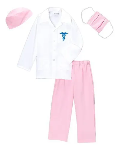 Disfraz Deluxe Para Ninas De Medica Color Rosado (elegir Tam