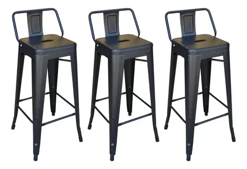 Banqueta Tolix Taburete X 3 Unid.respaldo Bajo Importadas