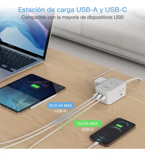 TESSAN Extension Electrica Regleta Multicontacto USB, Multiple