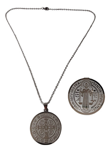 Medalla San Benito Dije Cadena Collar Acero Inoxidable