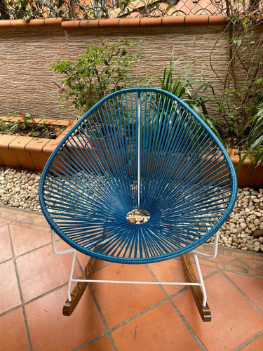 Silla Acapulco Mecedora Mimbre Plástico Tejido Artesanal