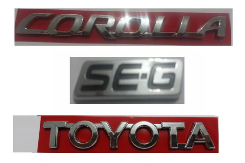 Emblemas Toyota Corolla Seg Para Tampa Traseira Kit 3 Peças