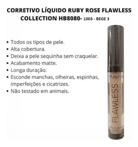 Corretivo Ruby Rose Flawless Collection H8080-l003 Bege3 4ml