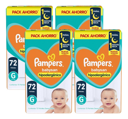 4un Pañales Pampers Babysan  G 72 u