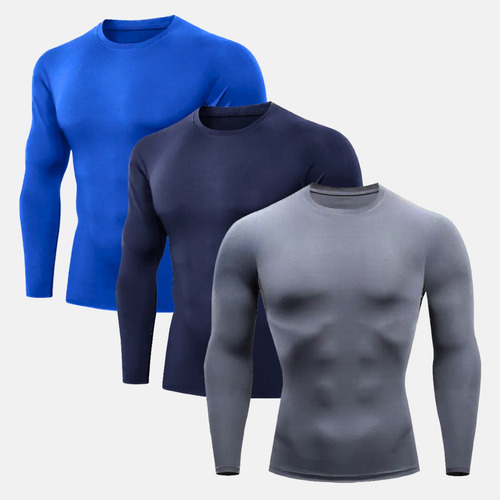Blusa Camisa Proteção Kit 3 Uv50+ Kit Térmico Cor Lisas Uvb.