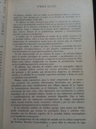 Estructura Social De Chile. Hernán Godoy. Amster, Ed. 1971