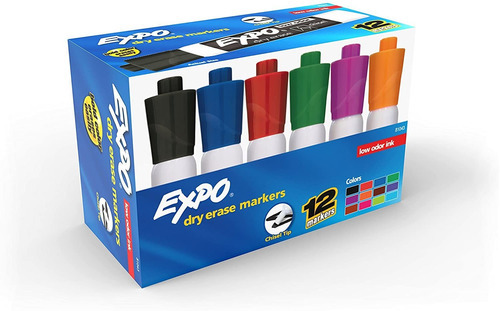 Conjunto de marcadores Expo Dry Erase Marker Marker, pacote com 12