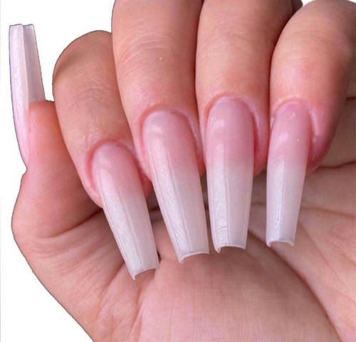Kit 100 Unhas Tips Bailarina Extra Longa Transparente