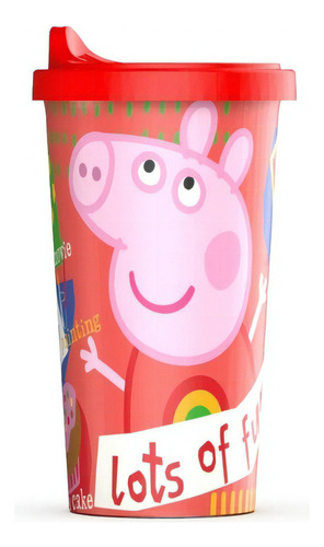 Vaso Tapa Tomadora Peppa Pig Grande Licencia Oficial 400ml