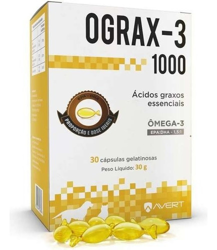 Ograx-3 1000  Cães Gatos Avert 30 Cápsulas C/ Nota Fiscal.