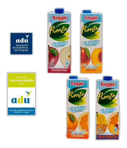 Imagen 1 de 5 de Jugo Baggio 1 Litro Sku.1106 Sello Adu - Diabetes