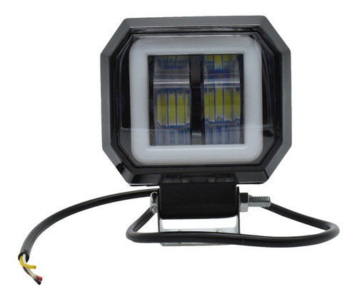 Juego Faros Led Cuadrados Con Lupa Estrobo Arillo Gel Blanco
