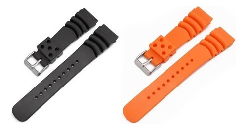Kit Pulseira 20mm Borracha Shift Para Relógio E Smartwatch Cor Preto-laranja