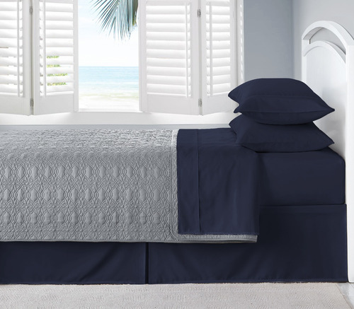Juego De Sabanas Soft King Size Tacto Suave Color Azul Marin