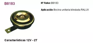 Bocina Universal 12v 2t Unitaria Blindada Ralux Ra-8183