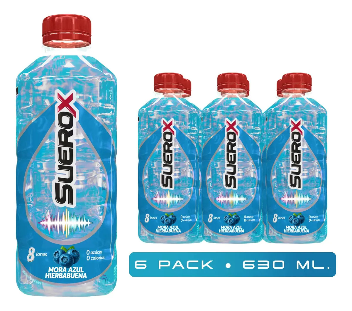 Pack x6 Suerox Bebida Hidratante Mora Azul Sin Azúcar 630ml