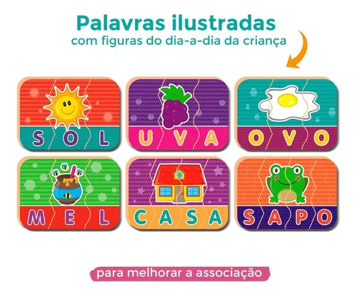 Kit 10 Jogos da Memória Infantil Educativo de Alfabetização