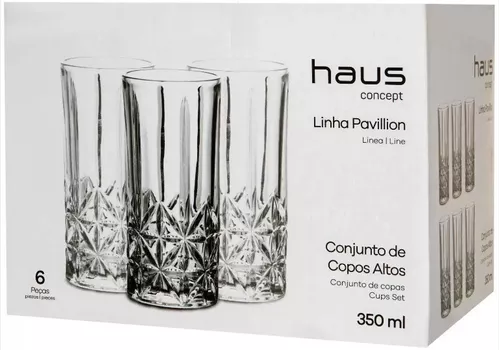 Cj 6 Copos Vidro Grosso 330ml Haus Concept Linha Pavillion