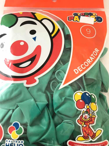 Bolsa Globo Látex Verde Jade 50 Pz Payaso Fiesta Decora