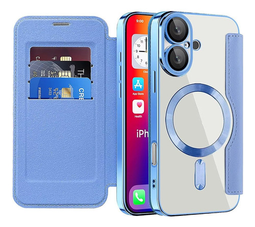 Funda Para iPhone 16, Lujosa Carcasa De Rejilla, Protección Contra Caídas, Antirrobo, De Piel Con Tapa, Tarjetero, A Prueba De Golpes