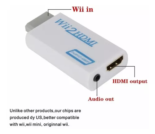 Wii a HDMI Convertidor Wii HDMI Cable adaptador 3.3 ft/3.2 pies 1080 p para  dispositivo Full HD Convertidor de video 720/1080P Soporta todos los modos