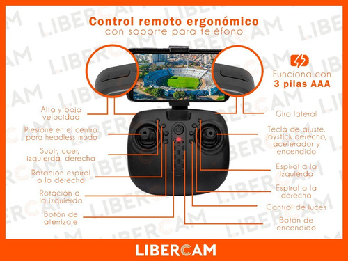 Drone Con Camara Transmite En Vivo Celular Fpv Wifi Luz Led
