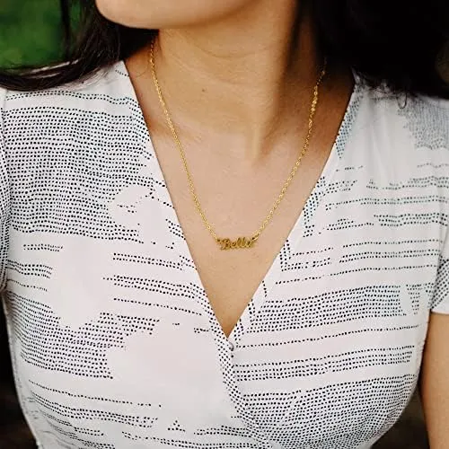 Lcherry Collar Con Nombre Personalizado Chapado En Oro Real