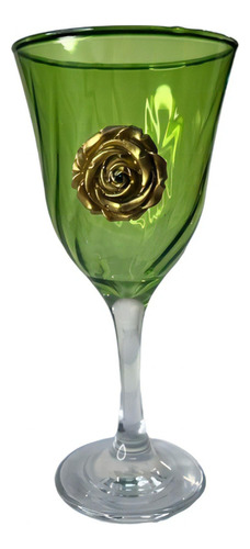 Taça Cigana Esmeralda Lirio Rosa Super Luxo 330ml -vidro