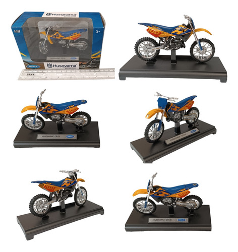 Moto A Escala 1:18, Husqvarna Cr125, De 12cms, Welly.