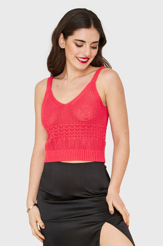 Crop Top Tipo Tejido Coral Nicopoly