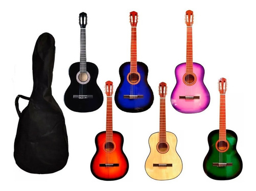 Guitarra Criolla 3/4 Niños Clásica Con Funda Colores Cuotas
