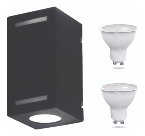Aplique Ferrolux Bolonia 2gu10 95x95x182 + Eco Led 5w L/c Negro