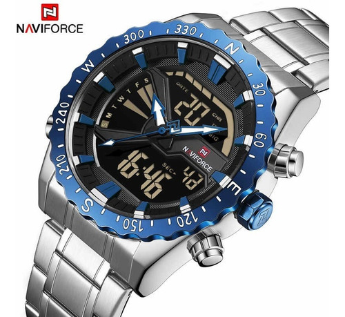 Reloj Deportivo Naviforce Hombre Cuero Acero 1año Garantia