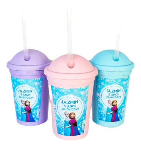 comprar Vasos Plásticos  Frozen Personalizados 25 Unid+bolsita+sorb