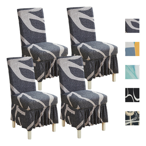 4 Funda Larga Para Silla De Comedor De Una Pieza Elasticas Estilo 3