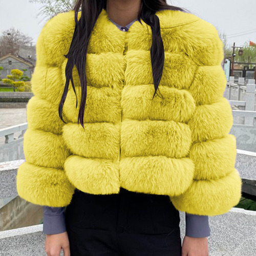 Jaqueta De PelĂșcia Feminina De Inverno, Quente E Solta, Gola