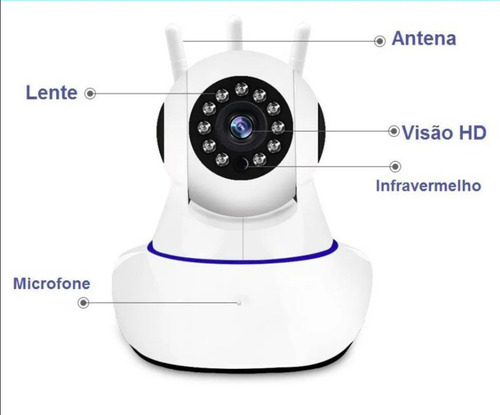 Camera Sem Fio Wiffi Ip Remota Com 3 Antenas Hd Audio P2p