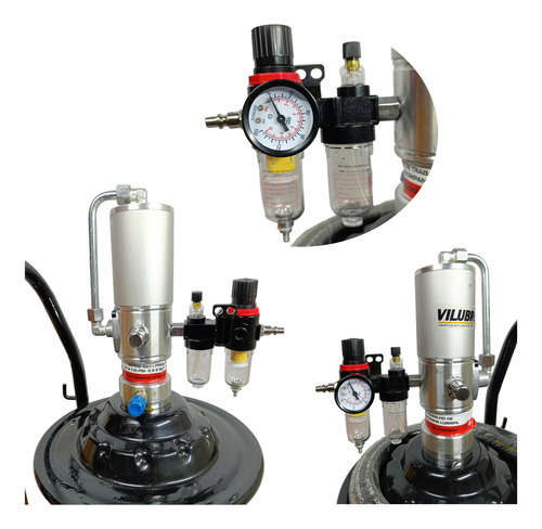 Propulsora Pneumática Portátil Para Graxa 20kg 50:1 Completa