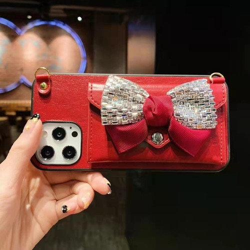 Imagen 2 de 5 de Funda Para iPhone Con Correa Y Porta Tarjeta