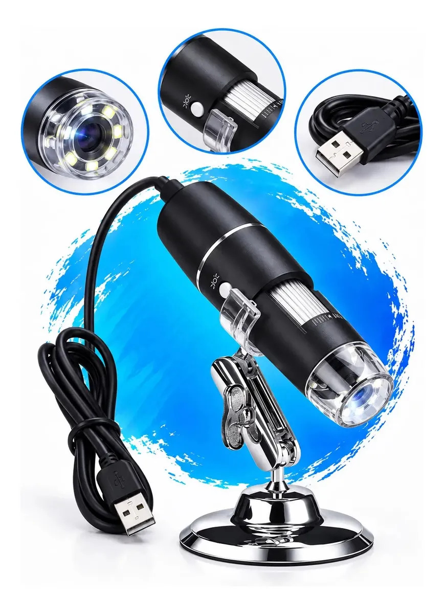 Lupa Microscópica Digital Zoom 1600x Usb Analise Capilar Cel Cor Preto para android
