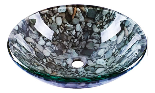 Solana Ovalin Lavabo de 42 cm De Cristal O Vidrio Templado Modelo Sidney Color Marrón/piedras / Ovalin Para Sobreponer con Doble Capa De Pintura Texturizada Al Oleo