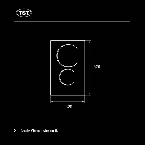 Imagen 3 de 6 de Anafe Vitroceramico Tst 2 Hornallas Blanco 52x32 Cm