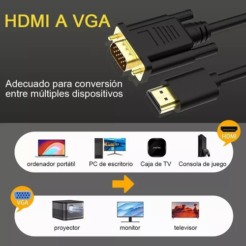 Cable Convertidor Adaptador Video Hdmi A Vga Macho A Macho Cable Auxiliardisplay Port Cable Hdmi Steren Joytekk