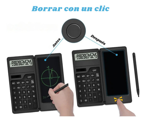 Calculadora Pizarra Mágica Plegable Anotador Lcd 12 Dígitos Rosa