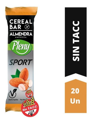 Imagen 1 de 9 de Barras De Cereales Pleny Sport Caja X 20 - Sin Tacc