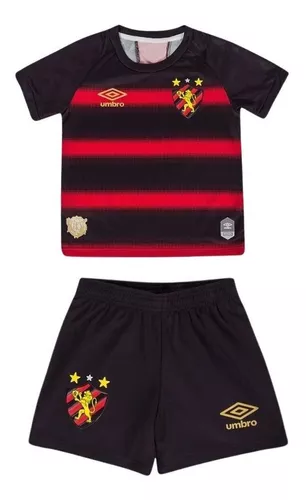 Kit de Uniforme de Futebol Infantil do Sport Club do Recife I 21 com Camisa  e Calção Umbro em Promoção